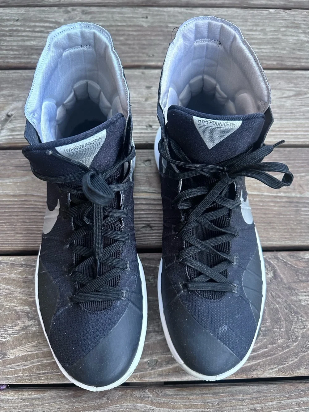 Nike Hyperdunk 2015 Black and White High-Top Basketball Sneakers